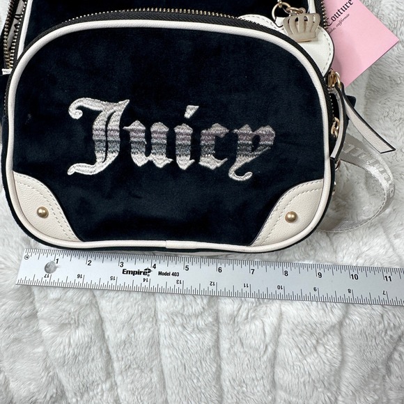 Juicy Couture Black Retro Vibe Backpack Cream Trim Heart Charm NWT‎ main image 10